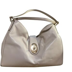 Coach Smooth White Creme Leather Carlyle Saddlebag Style Shoulder Bag Purse